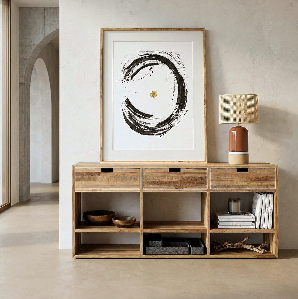 MUEBLE TV NATURAL MADERA DE TECA SAL�N 140 X 30 X 55 CM