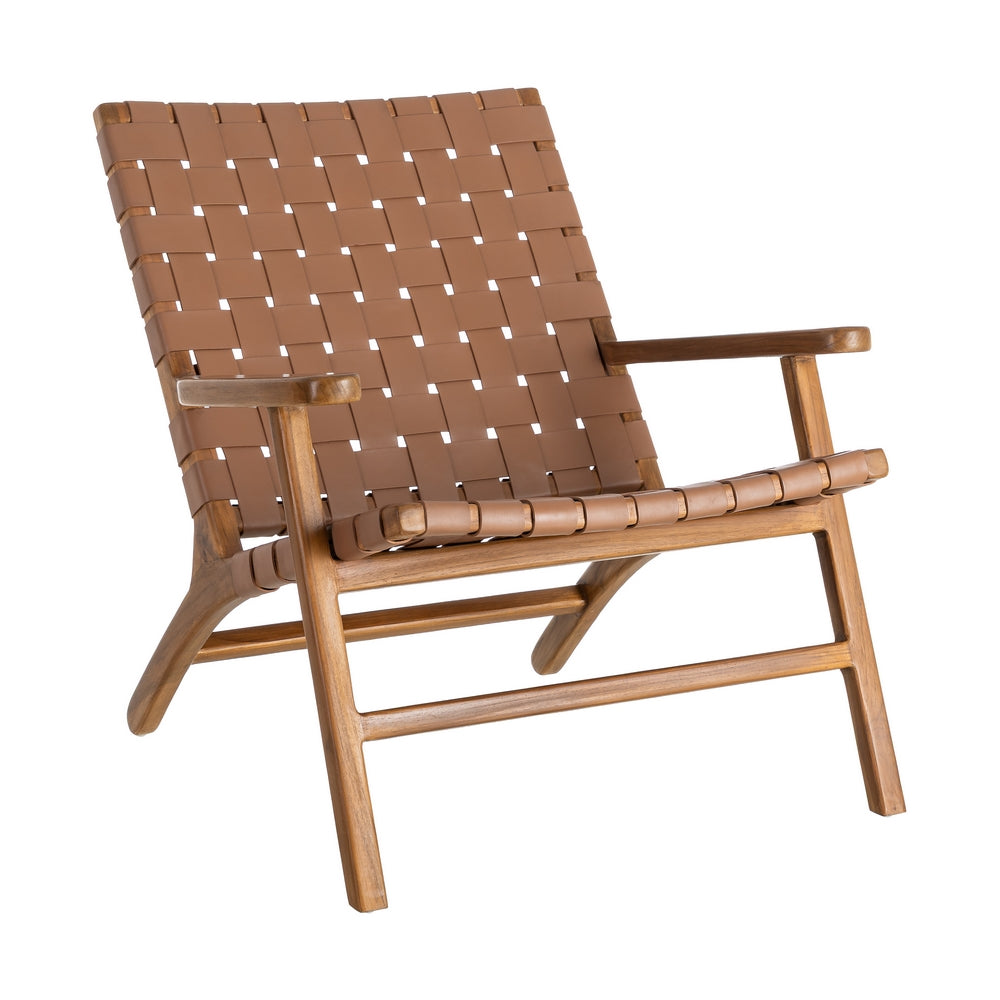 BUTACA MARR�N MADERA TECA-PIEL SAL�N 74 X 78 X 75 CM