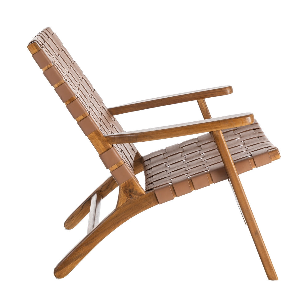 BUTACA MARR�N MADERA TECA-PIEL SAL�N 74 X 78 X 75 CM