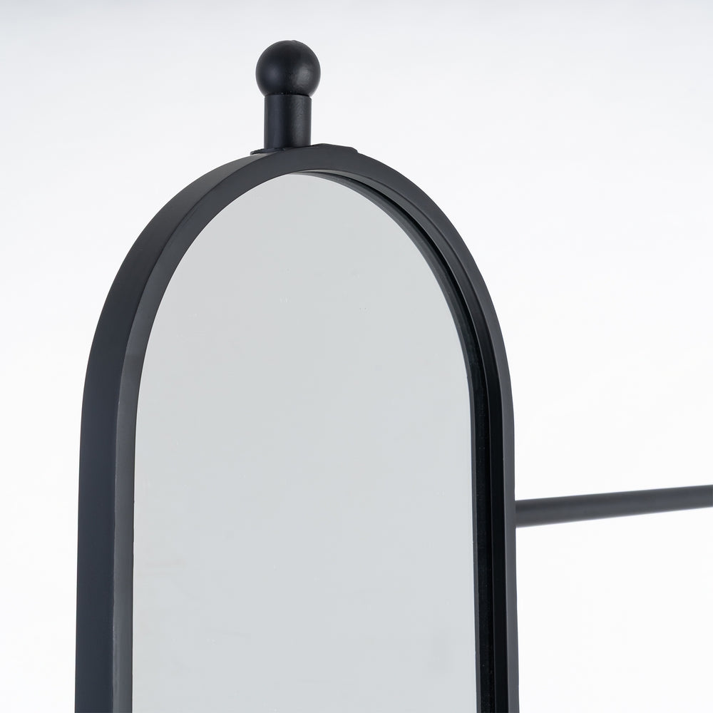 ESPEJO RECIBIDOR NEGRO METAL-MÁRMOL 80 X 32 X 175 CM