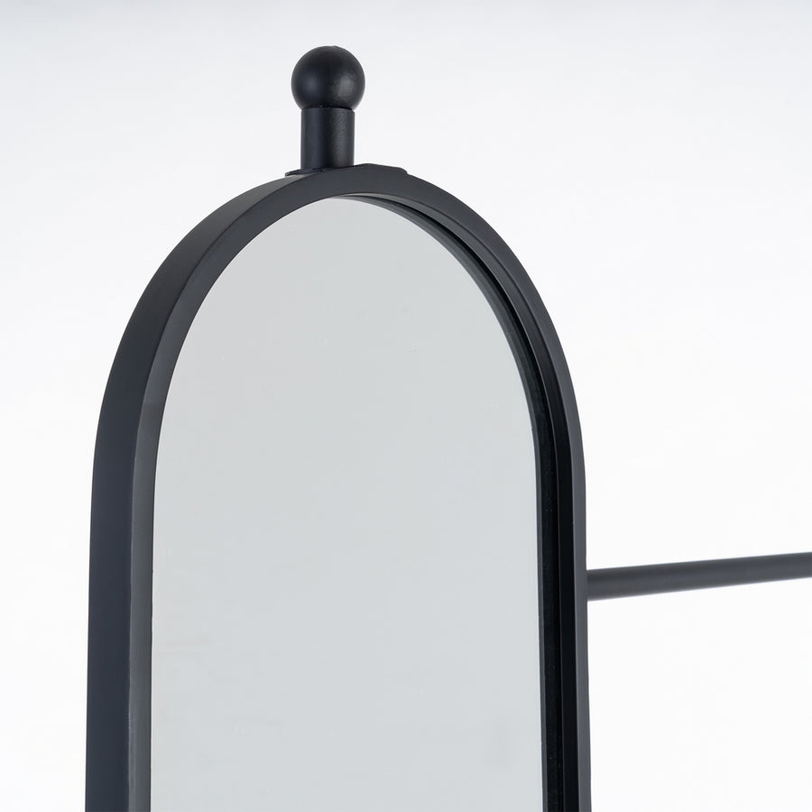ESPEJO RECIBIDOR NEGRO METAL-MÁRMOL 80 X 32 X 175 CM