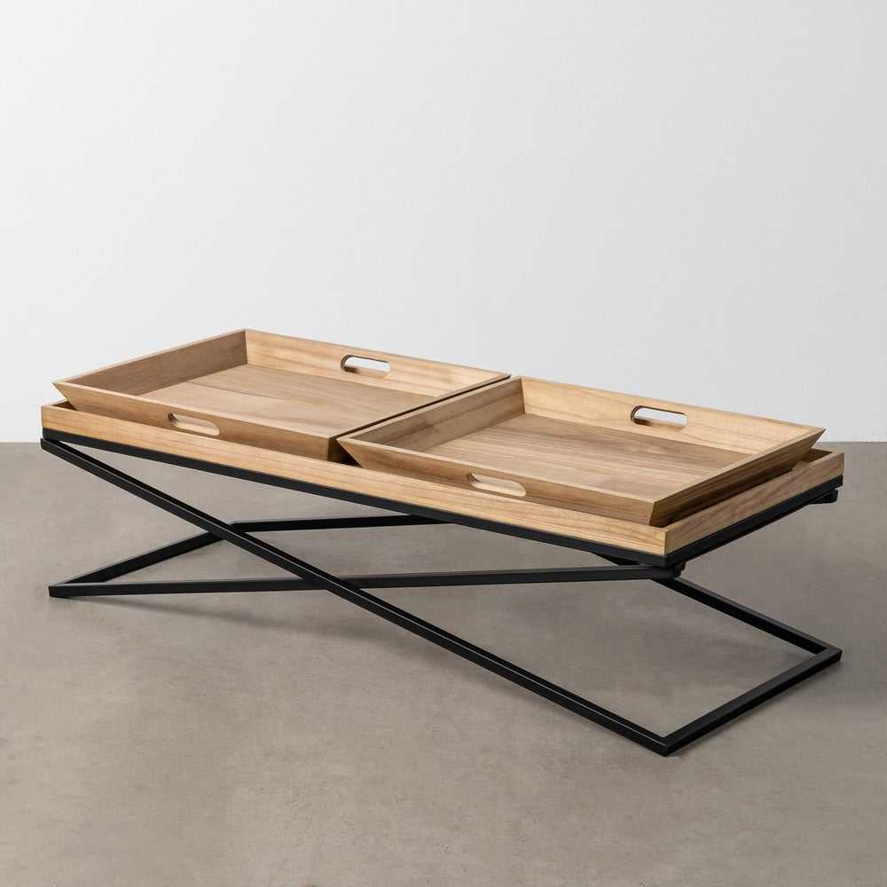 MESA CENTRO NATURAL-NEGRO MADERA-METAL 113 X 50 X 36,50 CM