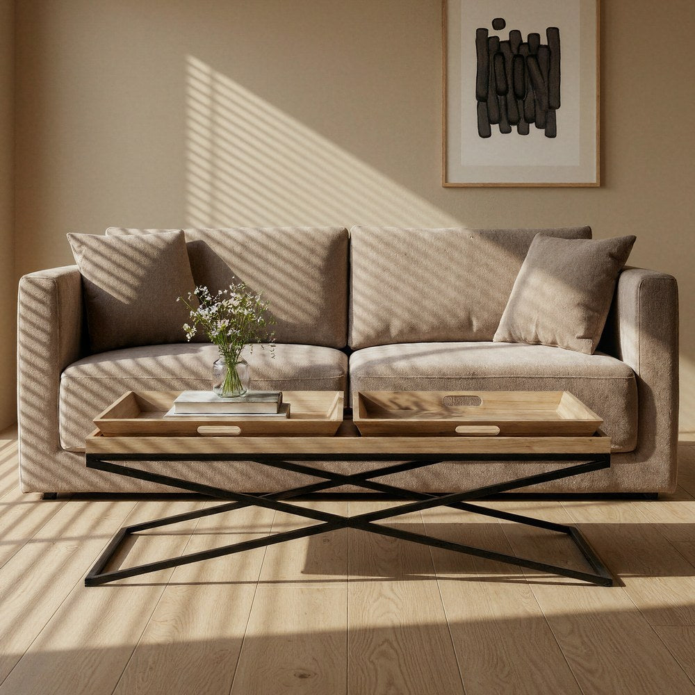 MESA CENTRO NATURAL-NEGRO MADERA-METAL 113 X 50 X 36,50 CM