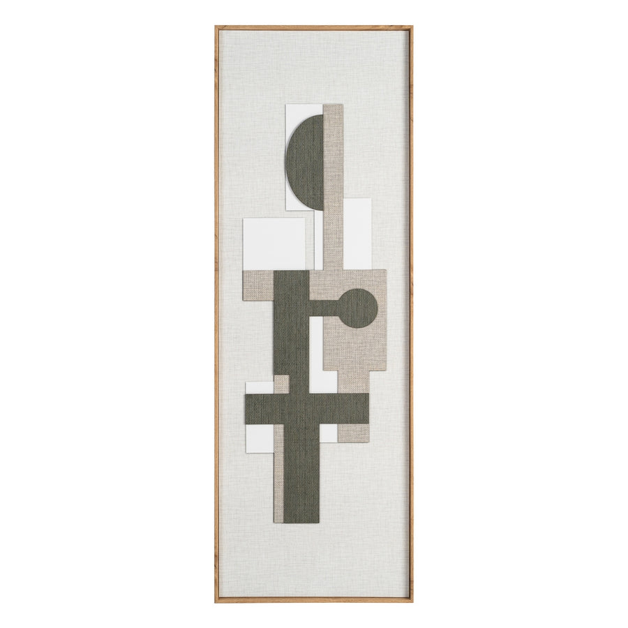 CARVED & PRINT MIX WOODEN FRAME GREEN 152 X 3.50 X 52 CM