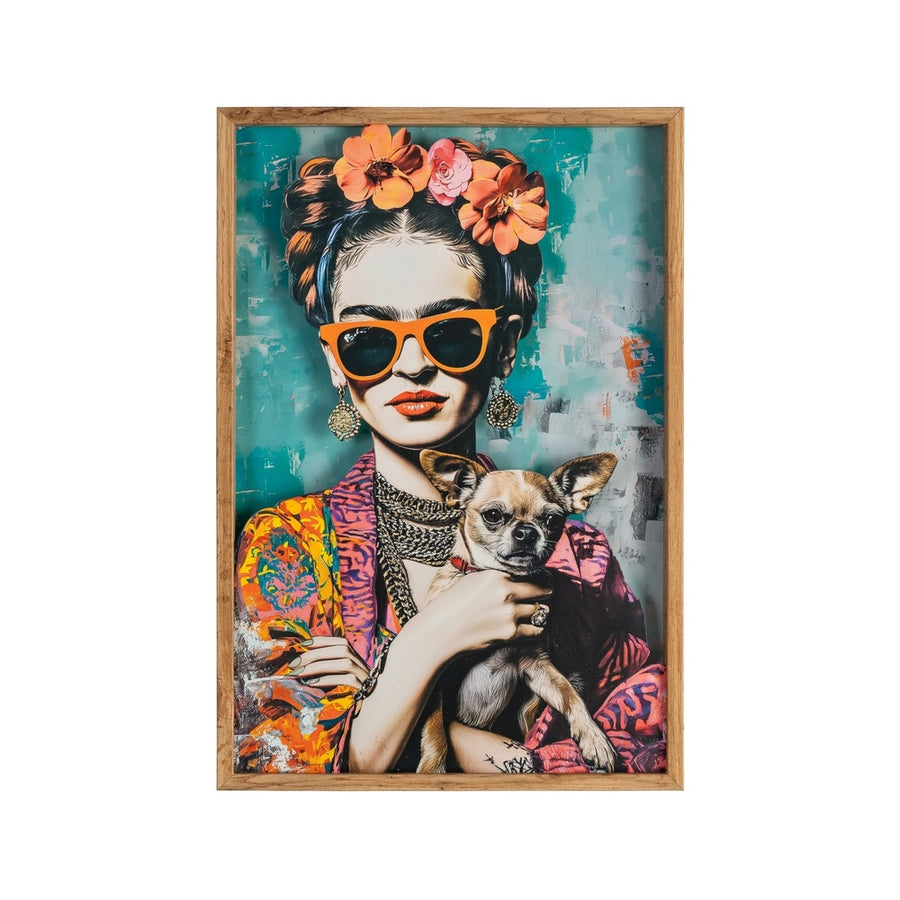 FRAMED WOMAN WOOD-GLASS PRINTED 43 X 3.50 X 63 CM