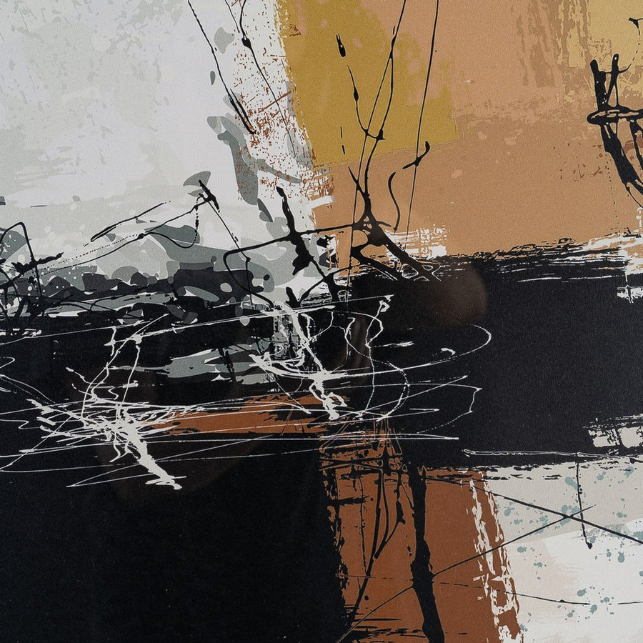 CUADRO ABSTRACTO MADERA-CRISTAL IMPRESO 73 X 3 X 73 CM