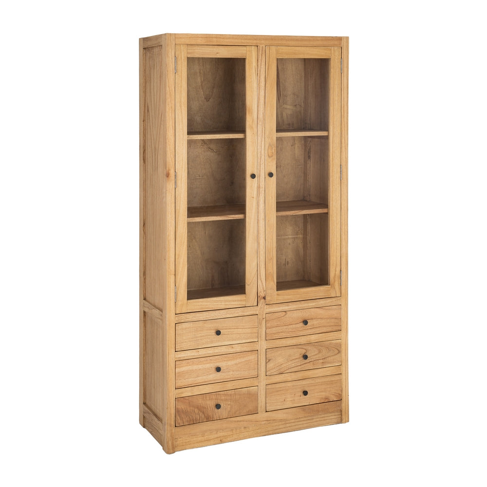 VITRINA NATURAL MADERA MINDI SALÓN 90 X 40 X 180 CM