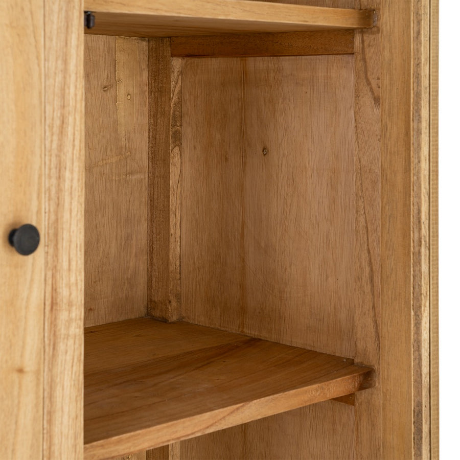 VITRINA NATURAL MADERA MINDI SALÓN 90 X 40 X 180 CM