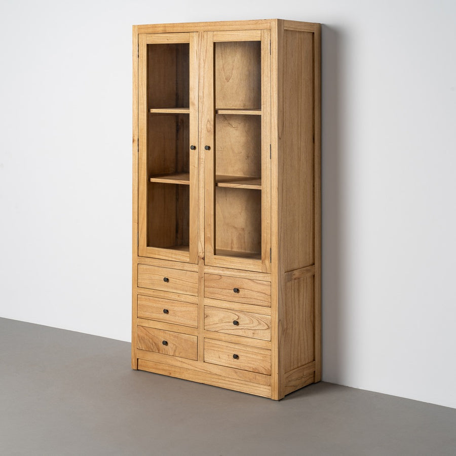 VITRINA NATURAL MADERA MINDI SALÓN 90 X 40 X 180 CM