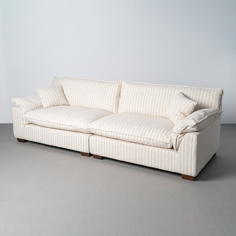 SOF� 4 PLAZAS RAYAS CREMA TEJIDO 282 X 101 X 71 CM