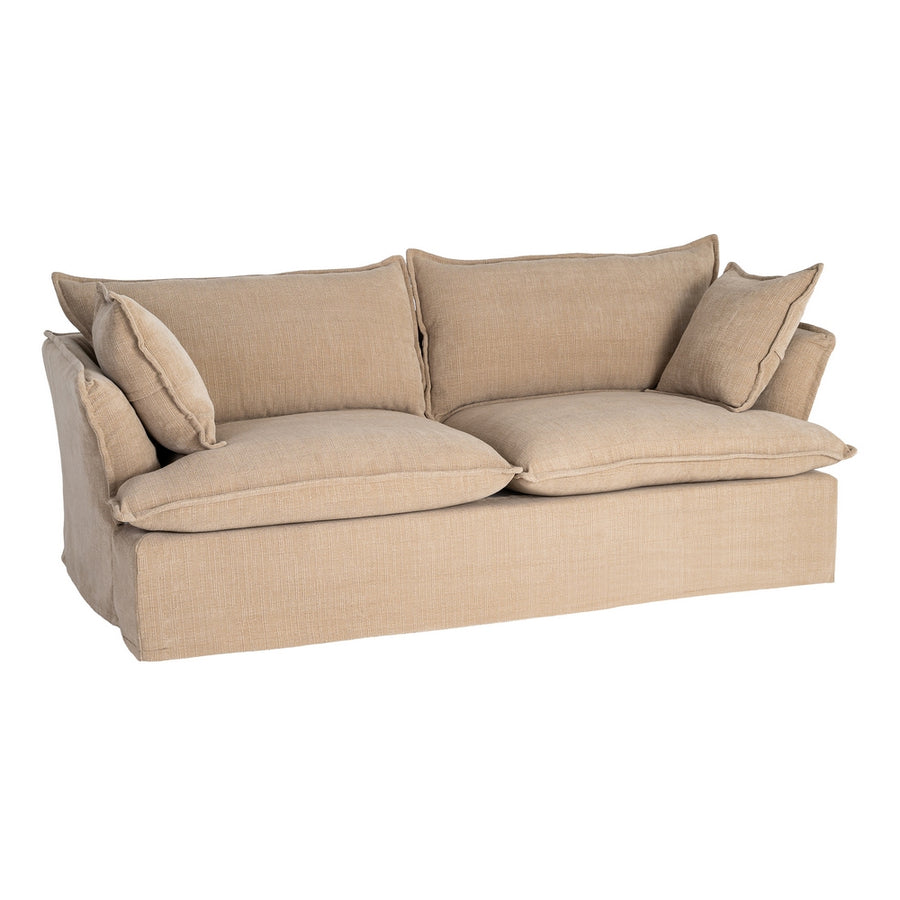 SOFÁ 3 PLAZAS BEIGE OSCURO TEJIDO 221 X 103 X 72 CM