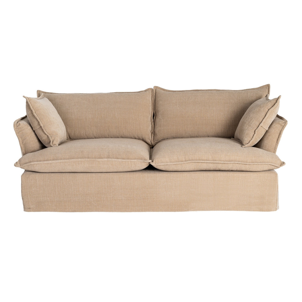 SOFÁ 3 PLAZAS BEIGE OSCURO TEJIDO 221 X 103 X 72 CM