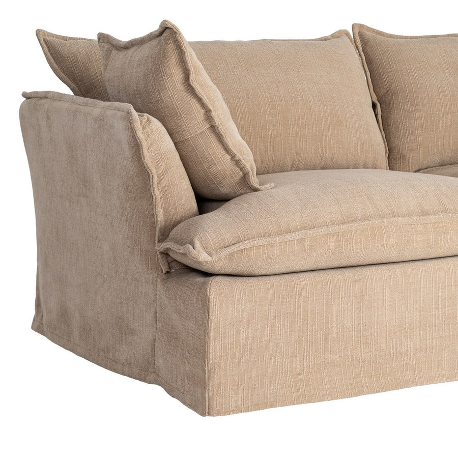 SOFÁ 3 PLAZAS BEIGE OSCURO TEJIDO 221 X 103 X 72 CM