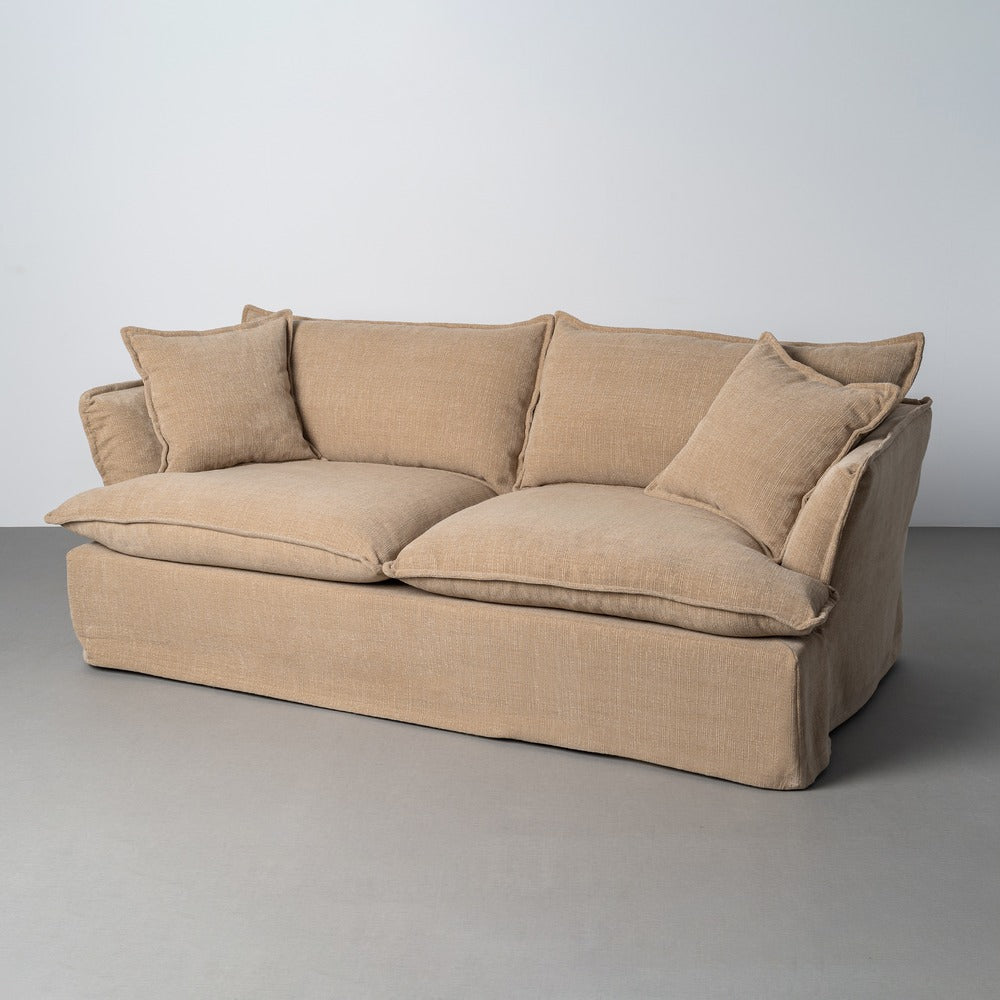 SOF� 3 PLAZAS BEIGE OSCURO TEJIDO 221 X 103 X 72 CM