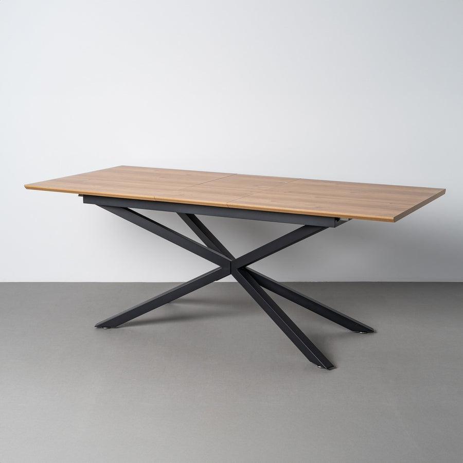NATURAL EXTENDABLE TABLE MDF-METAL LIVING ROOM 160 X 90 X 76 CM