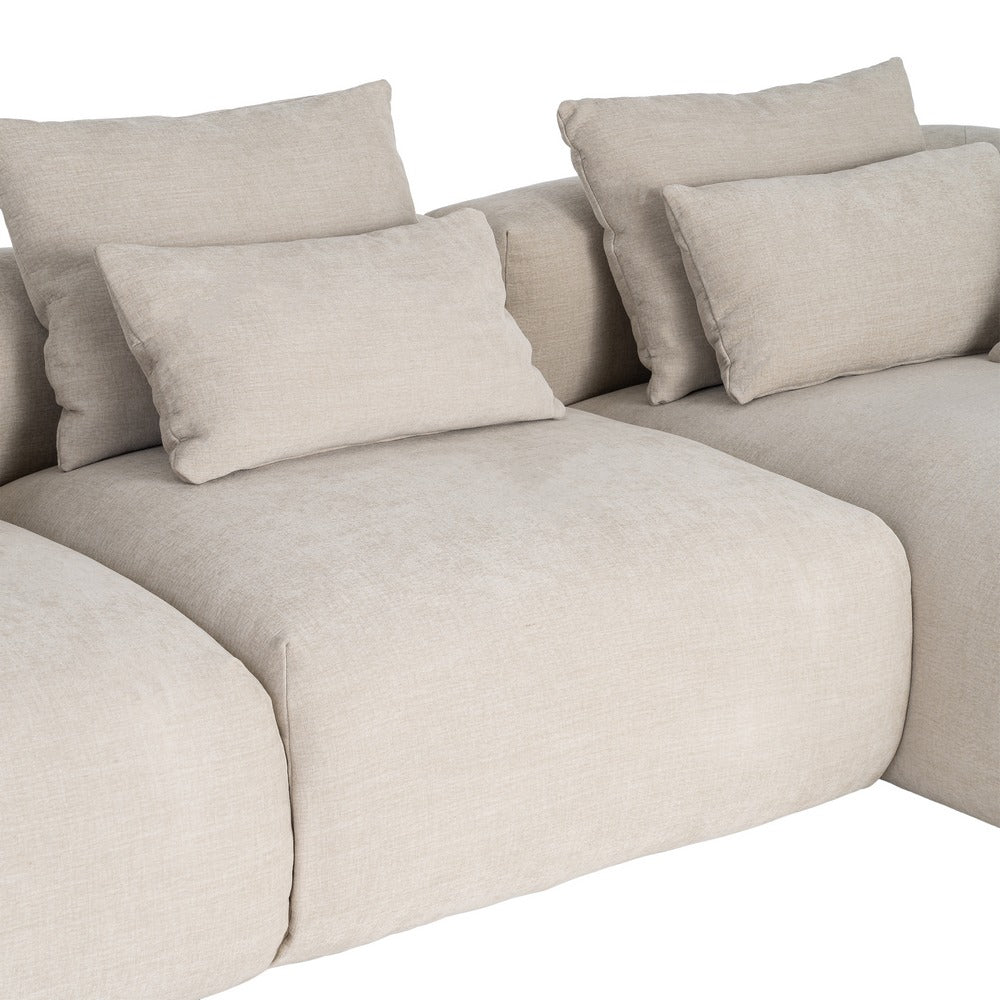 SOFÁ CHAISE LONGUE DERECHA CREMA TEJIDO 307 X 202 X 81 CM