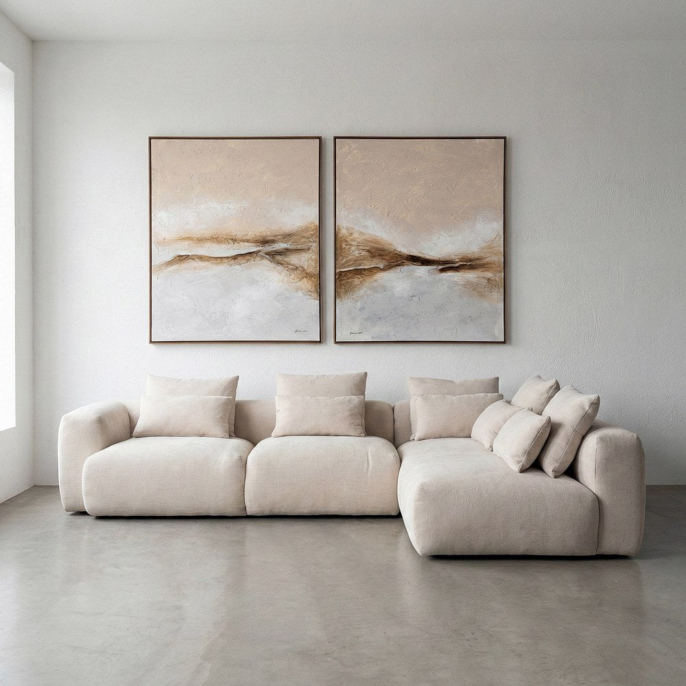 SOFÁ CHAISE LONGUE DERECHA CREMA TEJIDO 307 X 202 X 81 CM