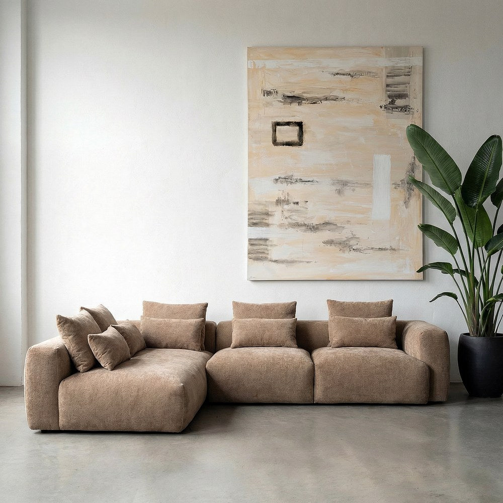 SOFÁ CHAISE LONGUE IZQUIERDA BEIGE 307 X 202 X 81 CM
