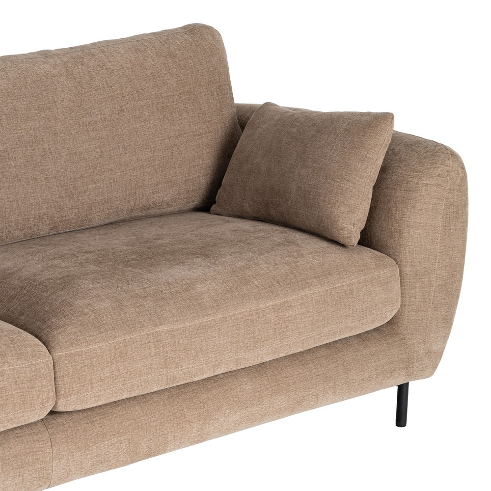 SOF� 3 PLAZAS MARR�N CLARO TEJIDO-METAL 229 X 92 X 88 CM