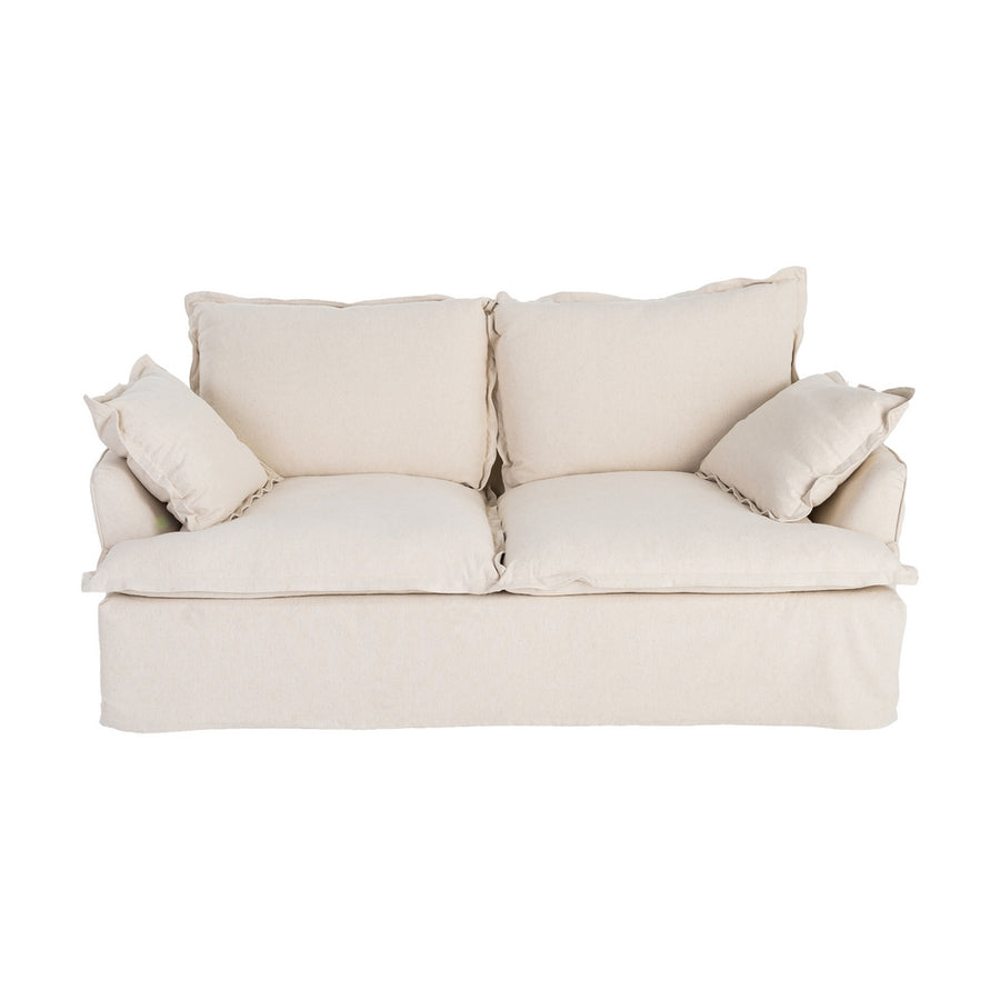 SOFÁ 2 PLAZAS BEIGE MADERA / TEJIDO 200 X 109 X 90 CM
