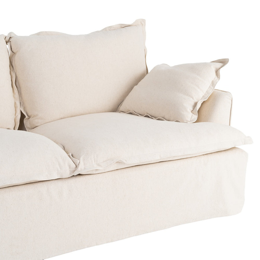 SOFÁ 2 PLAZAS BEIGE MADERA / TEJIDO 200 X 109 X 90 CM