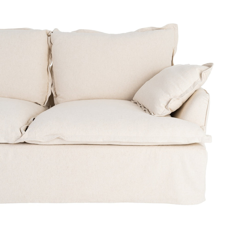 SOFÁ 2 PLAZAS BEIGE MADERA / TEJIDO 200 X 109 X 90 CM