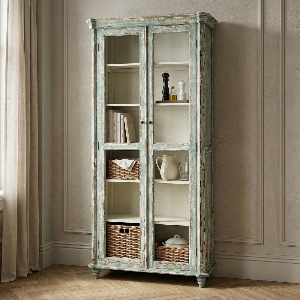 RECYCLED WOOD DISPLAY CABINET LIVING ROOM 101 X 44 X 216 CM