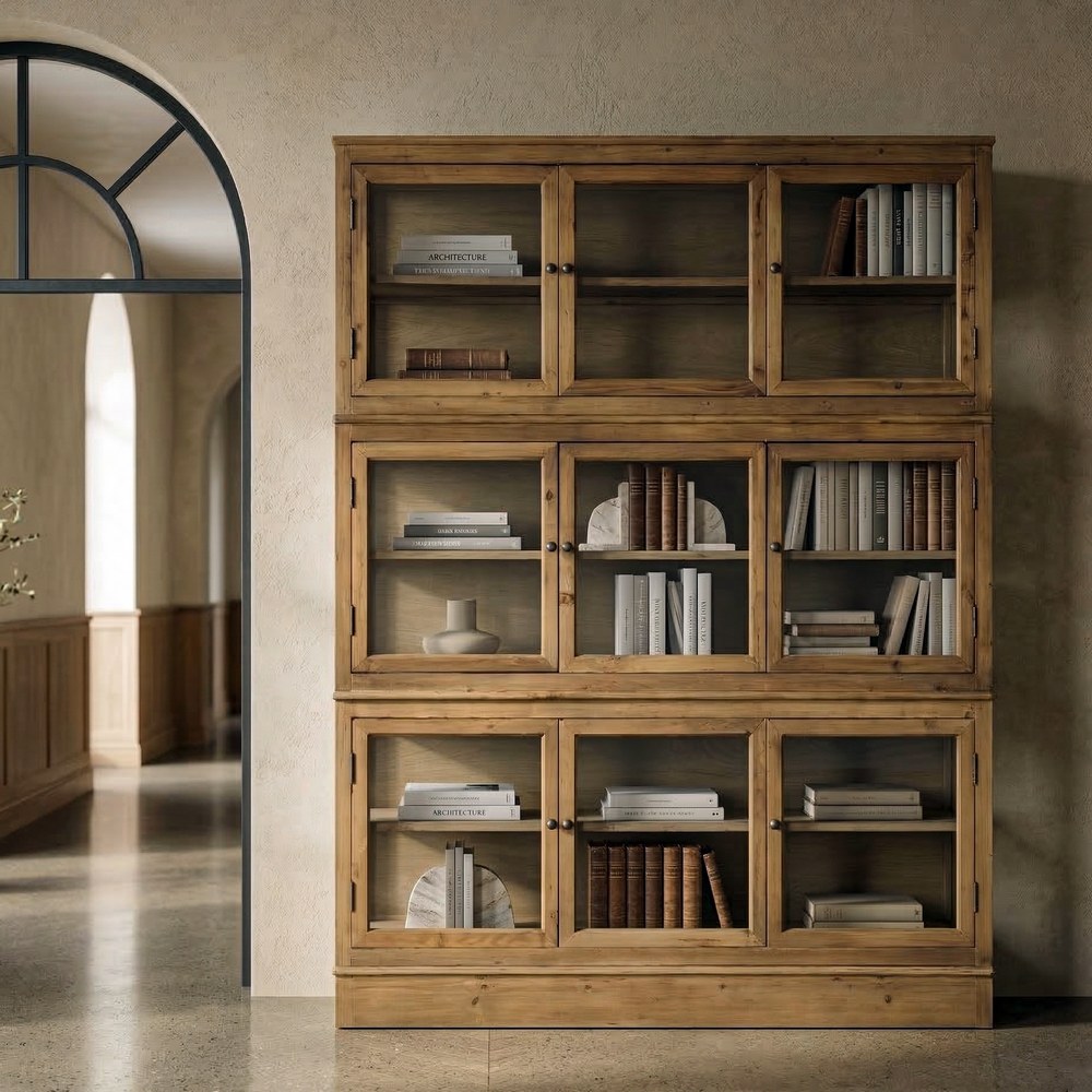 RECYCLED WOOD LIVING ROOM DISPLAY CABINET 155 X 40 X 201.50 CM