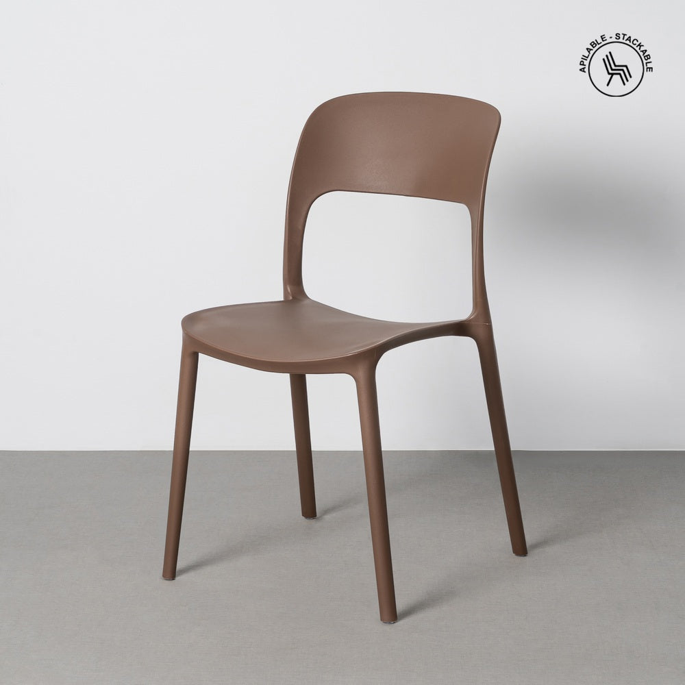 SILLA APILABLE MARRÓN PP CONTRACT 58 X 41 X 82 CM