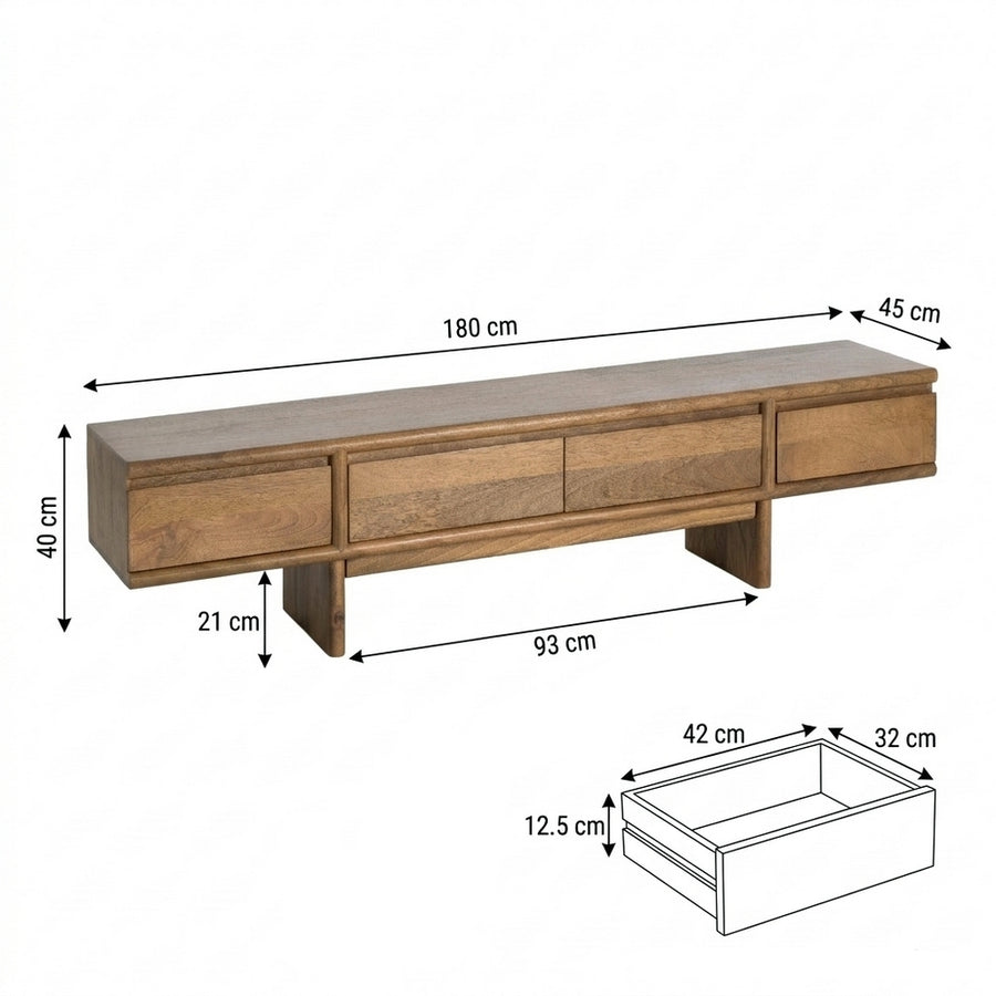 MANGO WOOD TV CABINET LIVING ROOM 180 X 40 X 45 CM