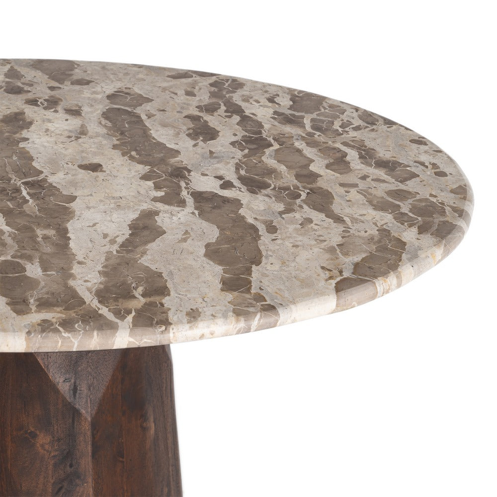 MESA COMEDOR MADERA-MÁRMOL SALÓN 120 X 120 X 77 CM