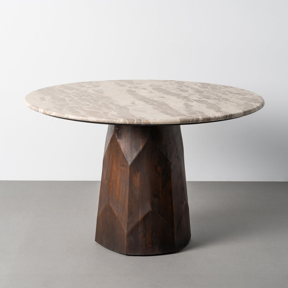 MESA COMEDOR MADERA-M�RMOL SAL�N 120 X 120 X 77 CM