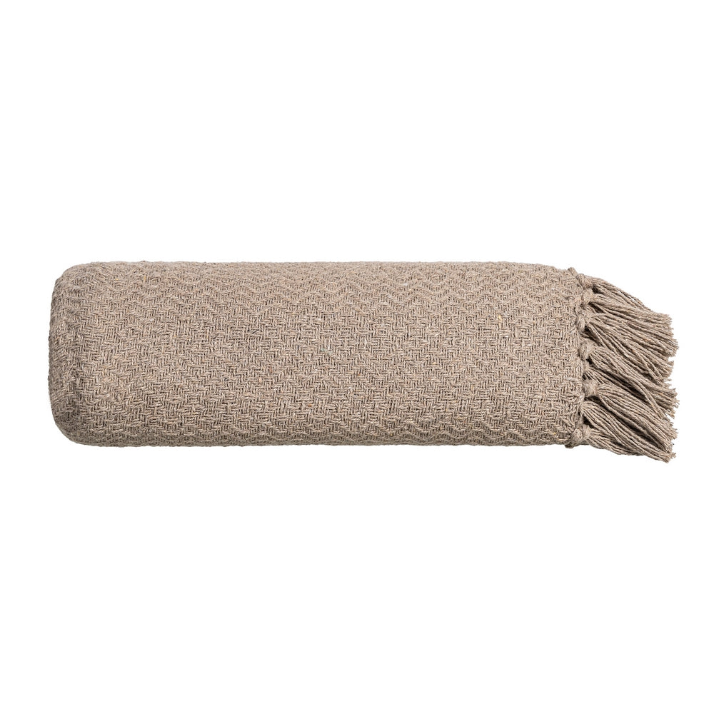 BROWN PLAID COTTON-POLYESTER 125 X 150 CM