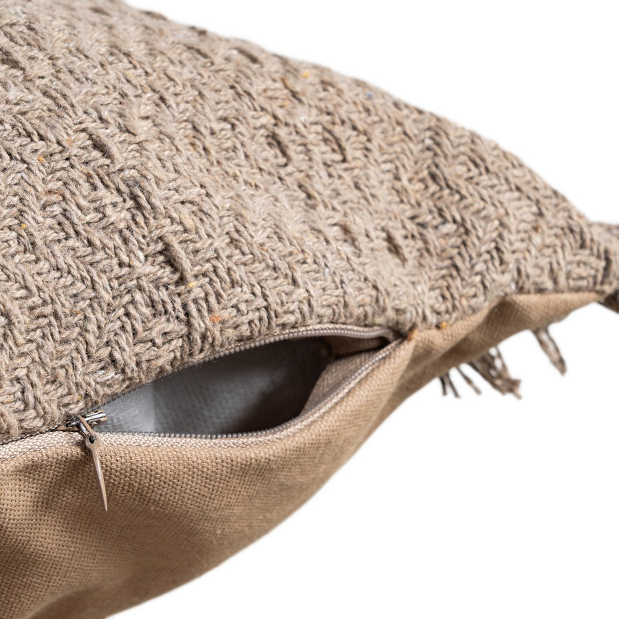 BROWN COTTON-POLYESTER CUSHION 60 X 60 CM