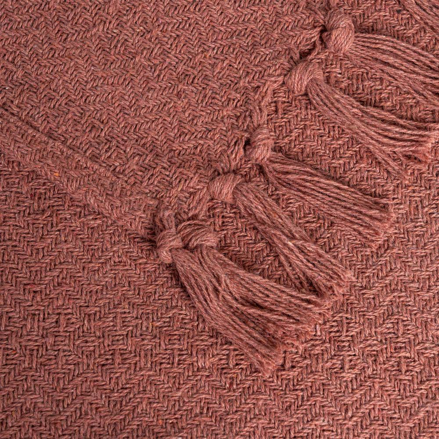 RUST-COLORED COTTON-POLYESTER THROW 180 X 270 CM