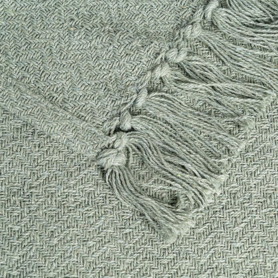 GREEN COTTON-POLYESTER THROW 180 X 270 CM