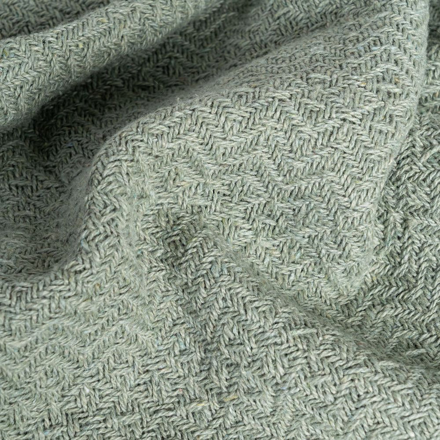 GREEN COTTON-POLYESTER THROW 180 X 270 CM