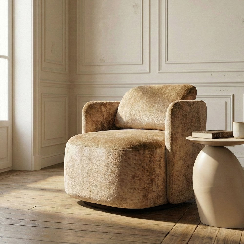SILL�N GIRATORIO BEIGE TEJIDO SAL�N 87 X 85 X 66 CM