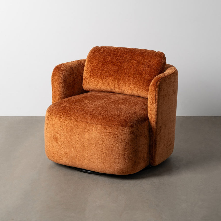 SILLÓN GIRATORIO TERRACOTA TEJIDO SALÓN 87 X 85 X 66 CM