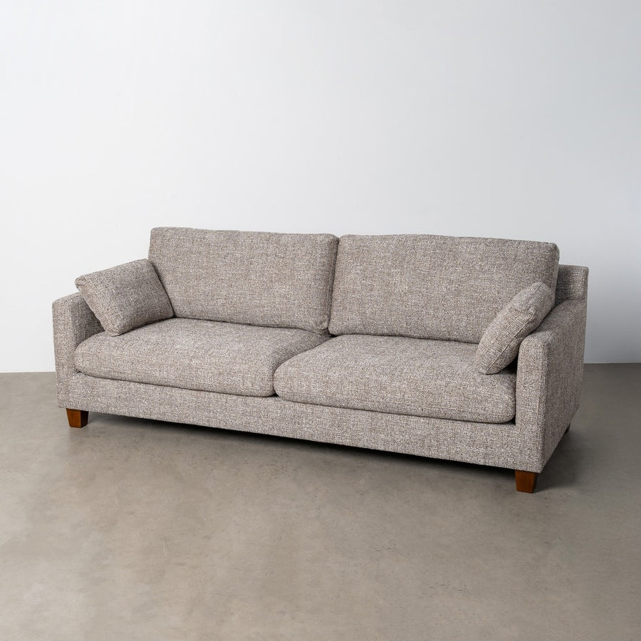 SOFÁ 3 PLAZAS BEIGE TEJIDO-MADERA 221 X 90 X 87 CM