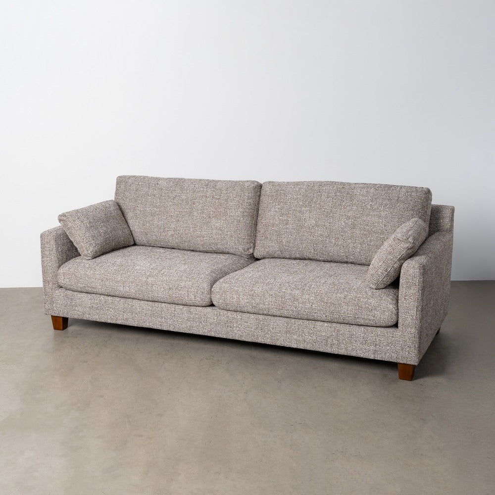 SOFÁ 3 PLAZAS BEIGE TEJIDO-MADERA 221 X 90 X 87 CM