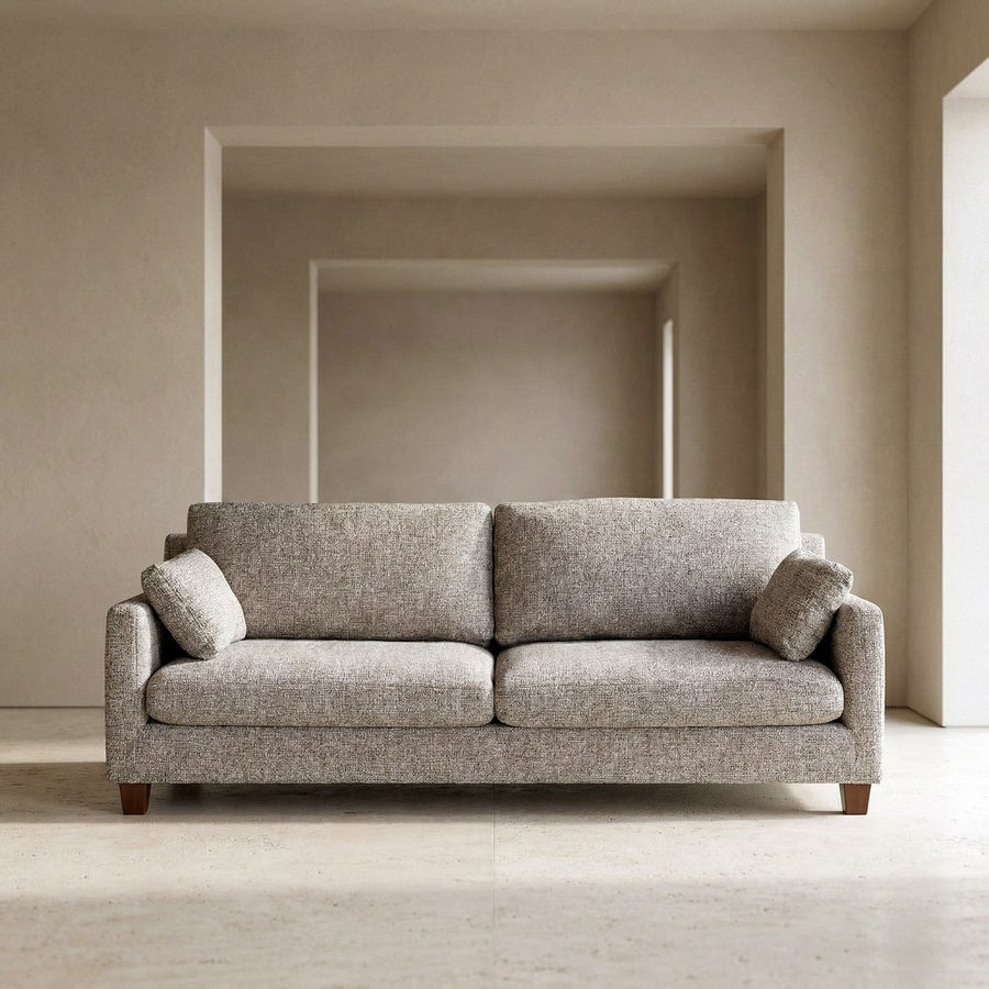 SOFÁ 3 PLAZAS BEIGE TEJIDO-MADERA 221 X 90 X 87 CM