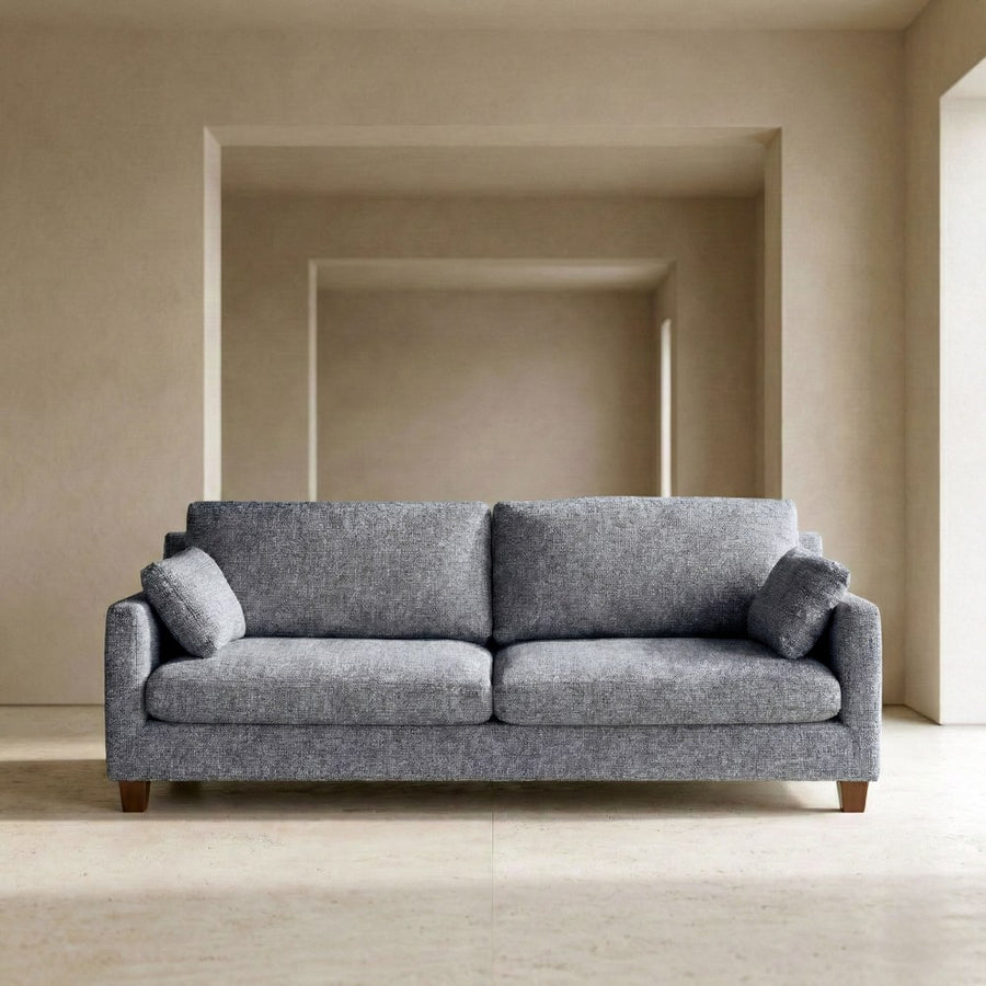 BLUE FABRIC-WOOD 3-SEATER SOFA 221 X 90 X 87 CM