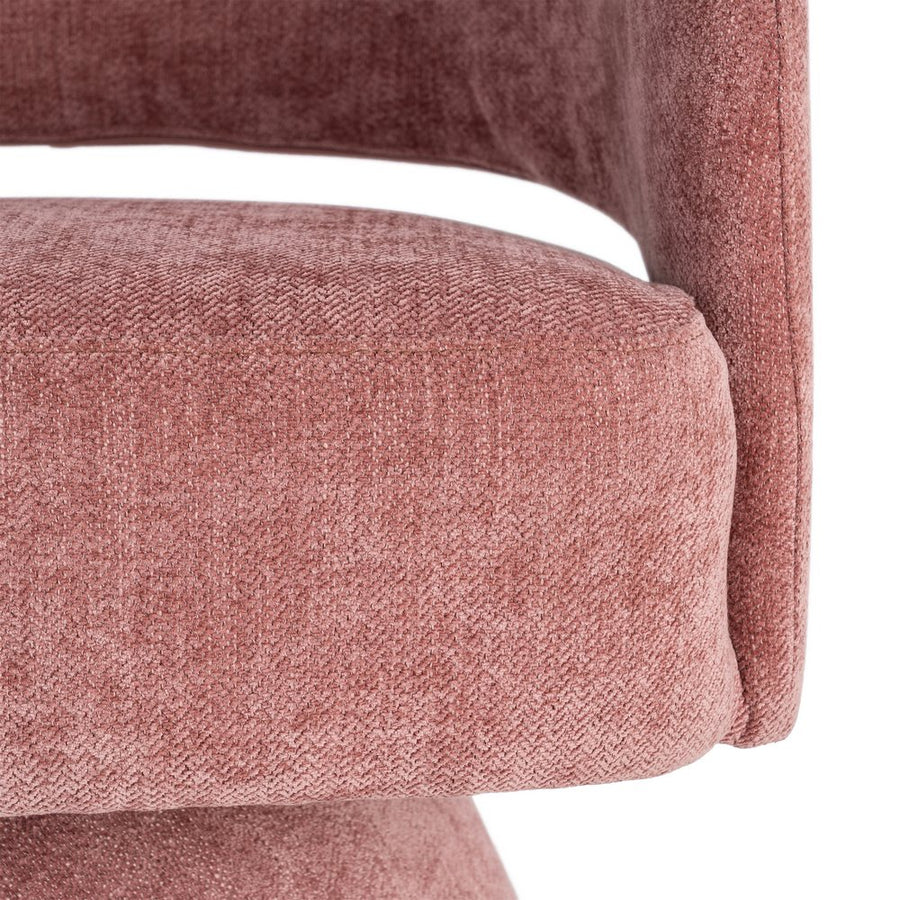 SILLÓN GIRATORIO ROSA TEJIDO-MADERA 71 X 68 X 72 CM