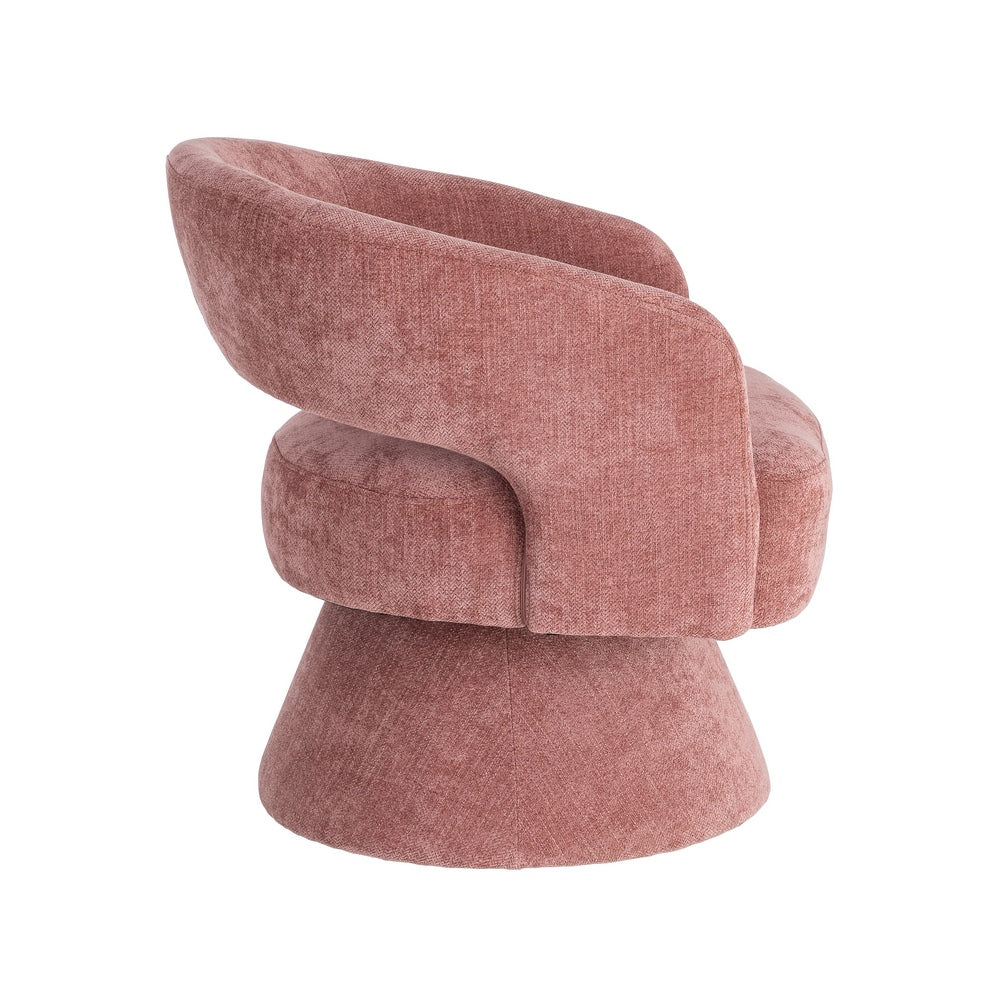 SILL�N GIRATORIO ROSA TEJIDO-MADERA 71 X 68 X 72 CM