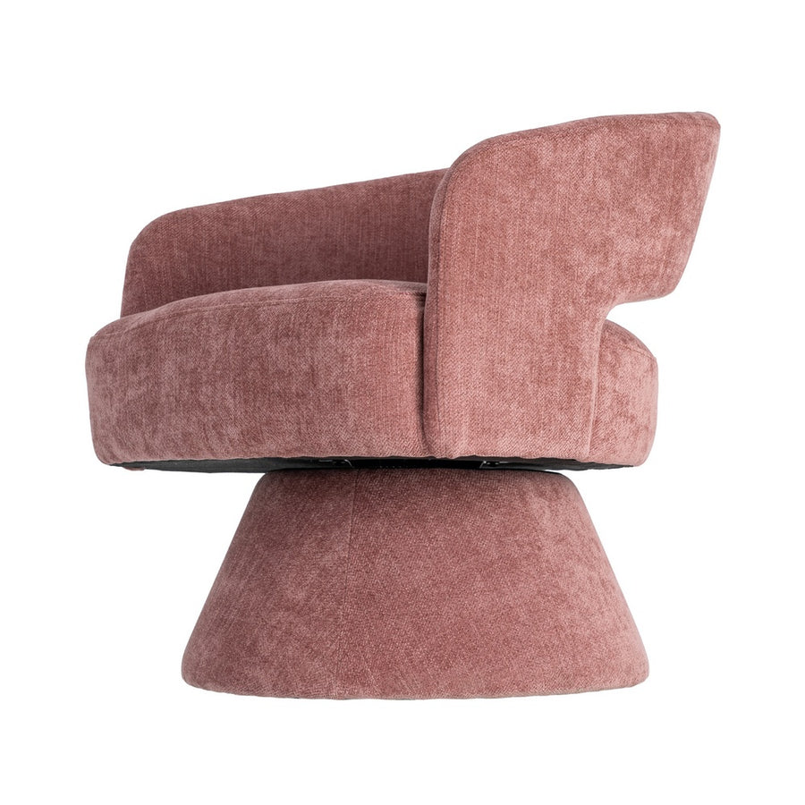 SILLÓN GIRATORIO ROSA TEJIDO-MADERA 71 X 68 X 72 CM