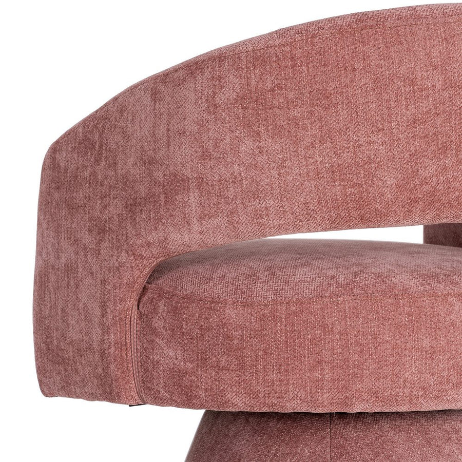 SILLÓN GIRATORIO ROSA TEJIDO-MADERA 71 X 68 X 72 CM