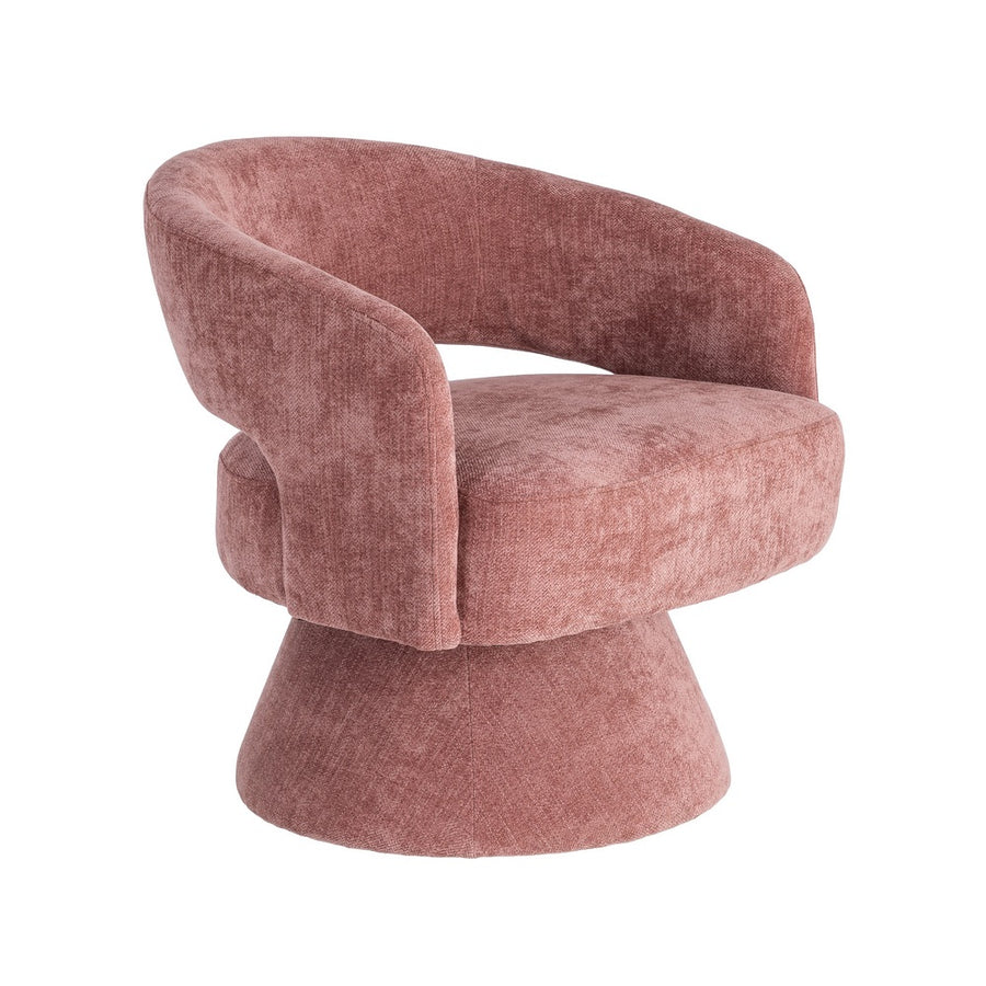 SILLÓN GIRATORIO ROSA TEJIDO-MADERA 71 X 68 X 72 CM