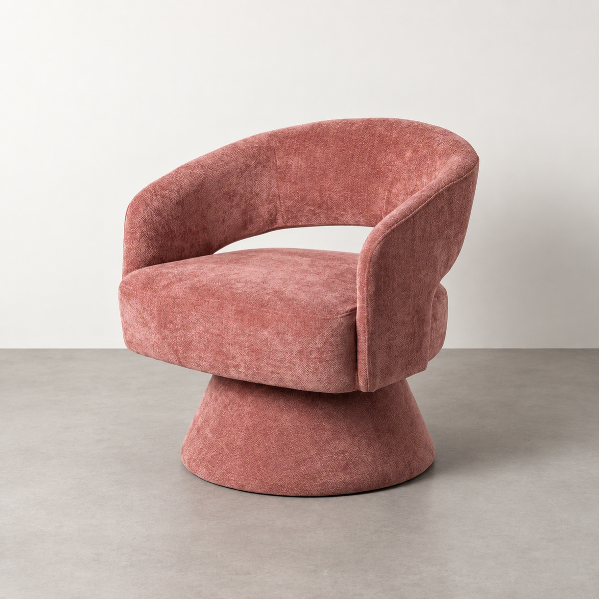 SILLÓN GIRATORIO ROSA — VISTA 3/4