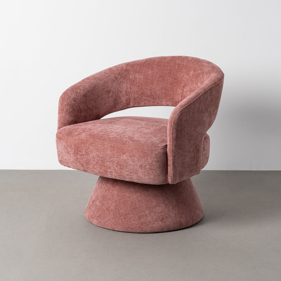 SILLÓN GIRATORIO ROSA TEJIDO-MADERA 71 X 68 X 72 CM